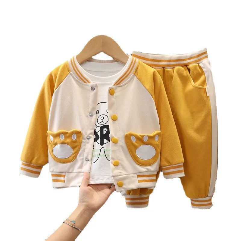 

New Autumn Baby Girls Cartoon Clothes Children Boys Jacket T-Shirt Pants 3Pcs/Set Toddler Costume Kids Infant Fashion Tracksuits