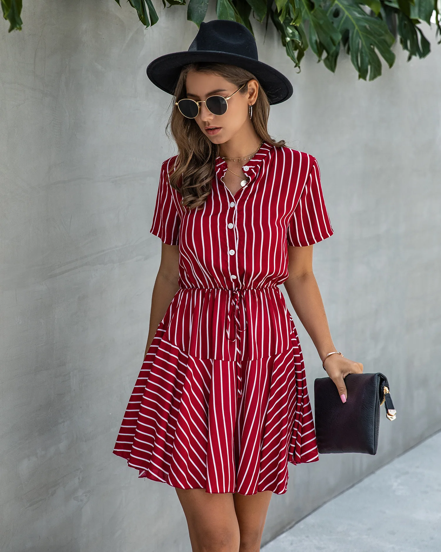 

Женское платье в полоску, с коротким рукавом и принтом, повседневное уличное платье на пуговицах со змеиным принтом, лето 2020