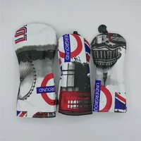 3pcs england london golf club headcover golf driver fairway woods pu head covers complete set mascot novelty gift