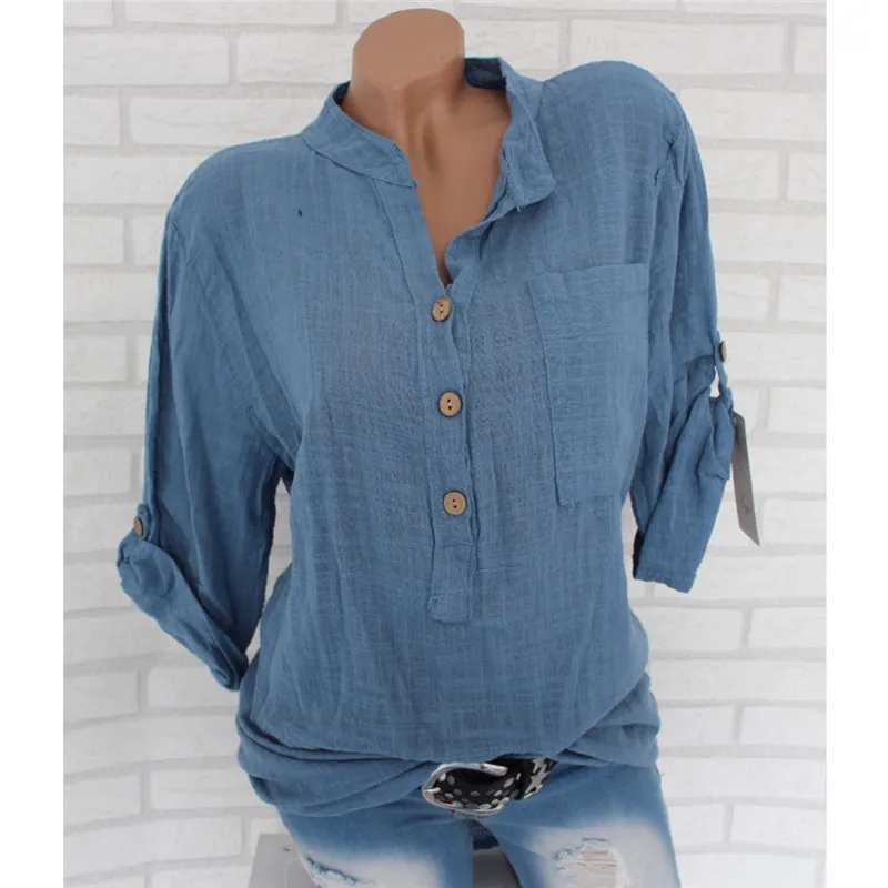 Женская мешковатая блузка в стиле бохо хлопковый кафтан с длинным рукавом и v