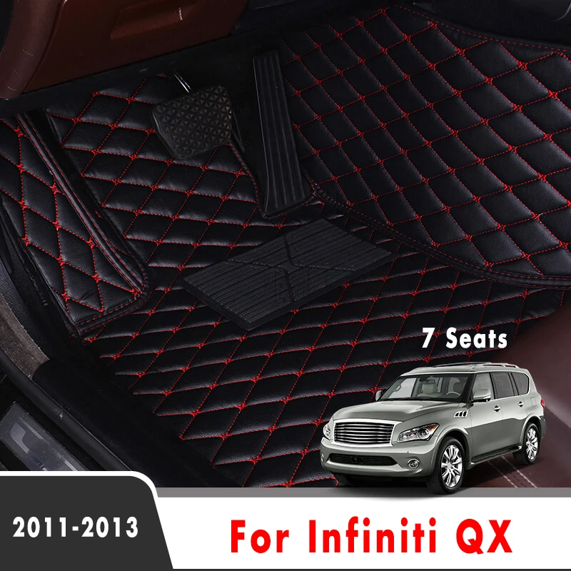 

For Infiniti QX 2011 2012 2013 (7 Seats) Car Floor Mats Custom Interior Artificial Leather Carpets Protect Pedals Foot Pads