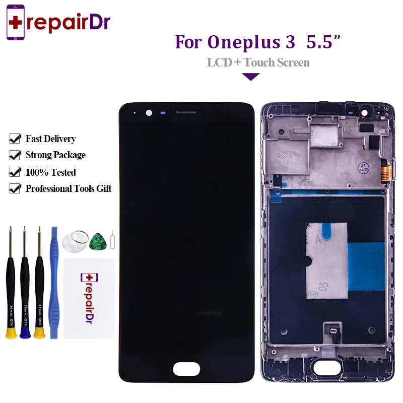 Класс SSS для Oneplus 3 ЖК-экран протестированный экран с рамкой Замена Three A3000 Lcd 5