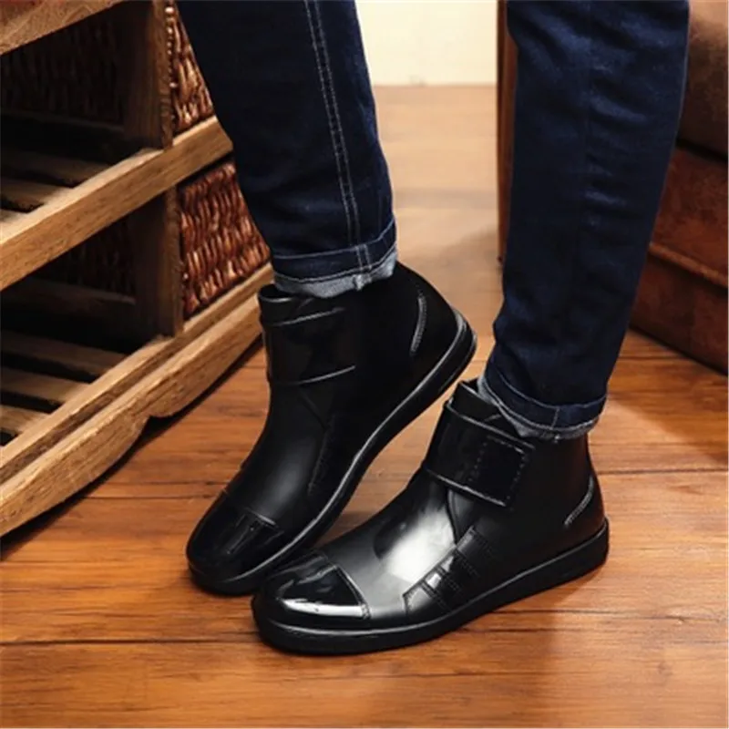 Зимние мужские теплые плюшевые Утепленные резиновые сапоги Нескользящие