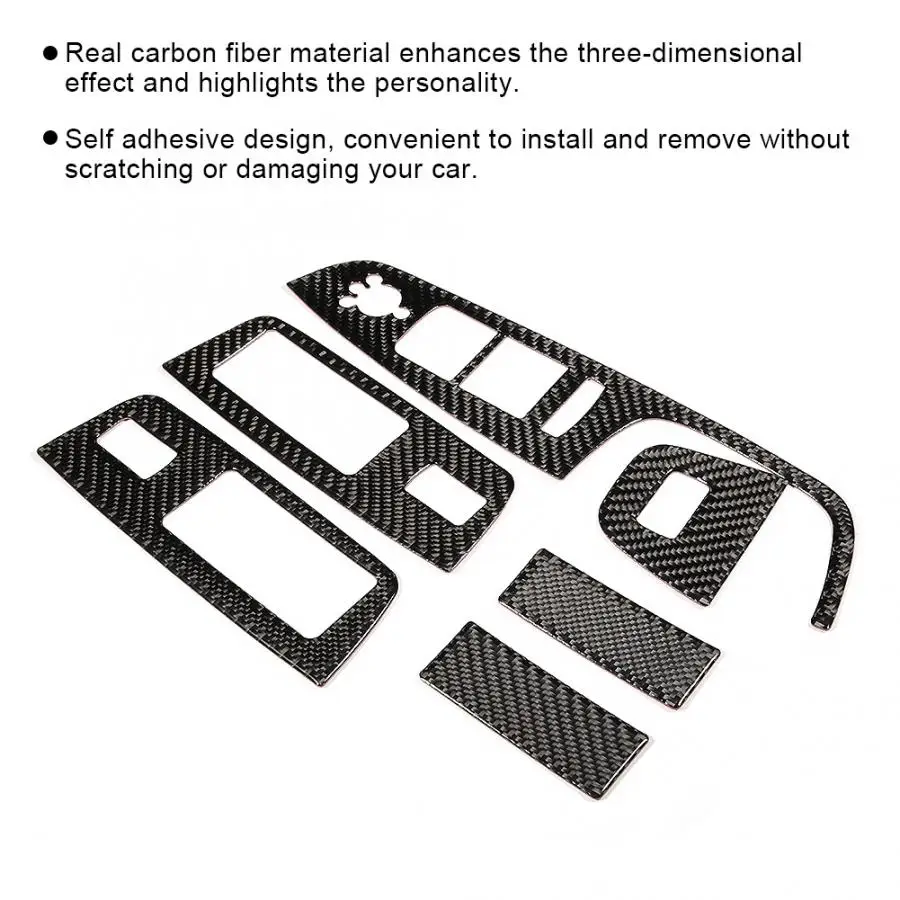 6 шт. декоративные наклейки из углеродного волокна на панель переключателя окон