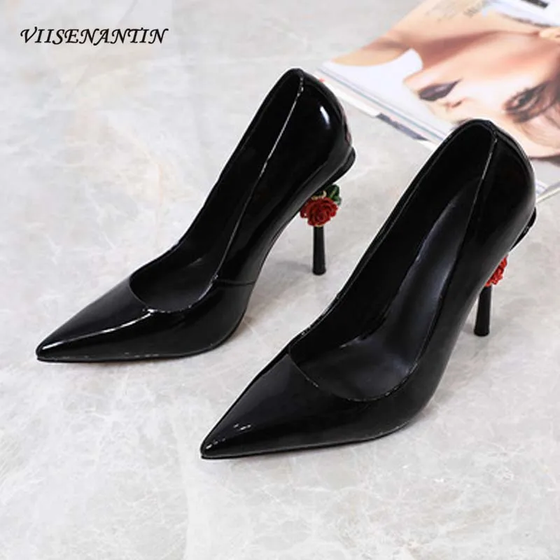 

Новинка весна-осень, модные пикантные туфли особой формы из лакированной кожи на высоком каблуке с острым носком, темпераментные туфли для ...