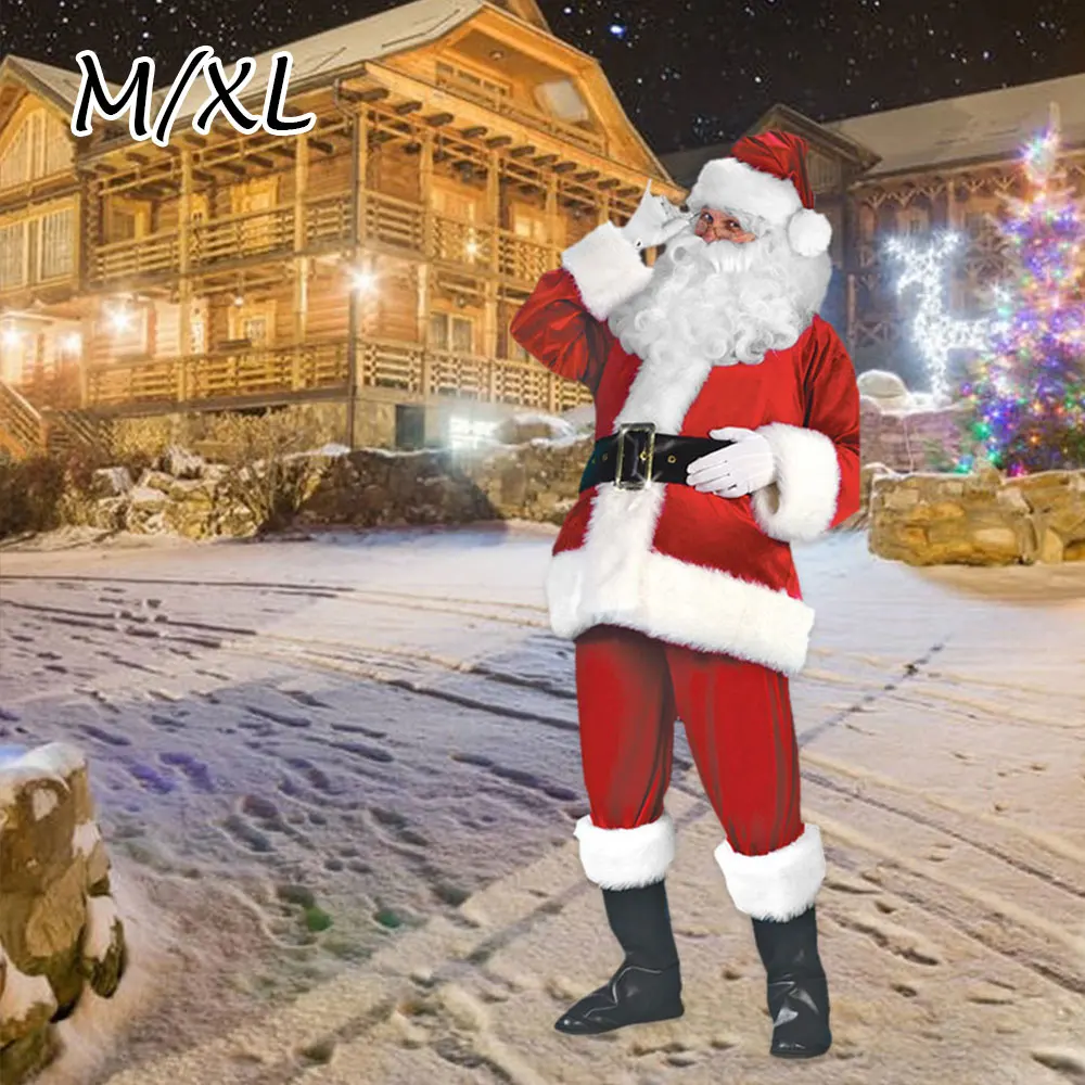 Рождественский костюм Санта Клауса косплей головной убор одежда нарядное платье