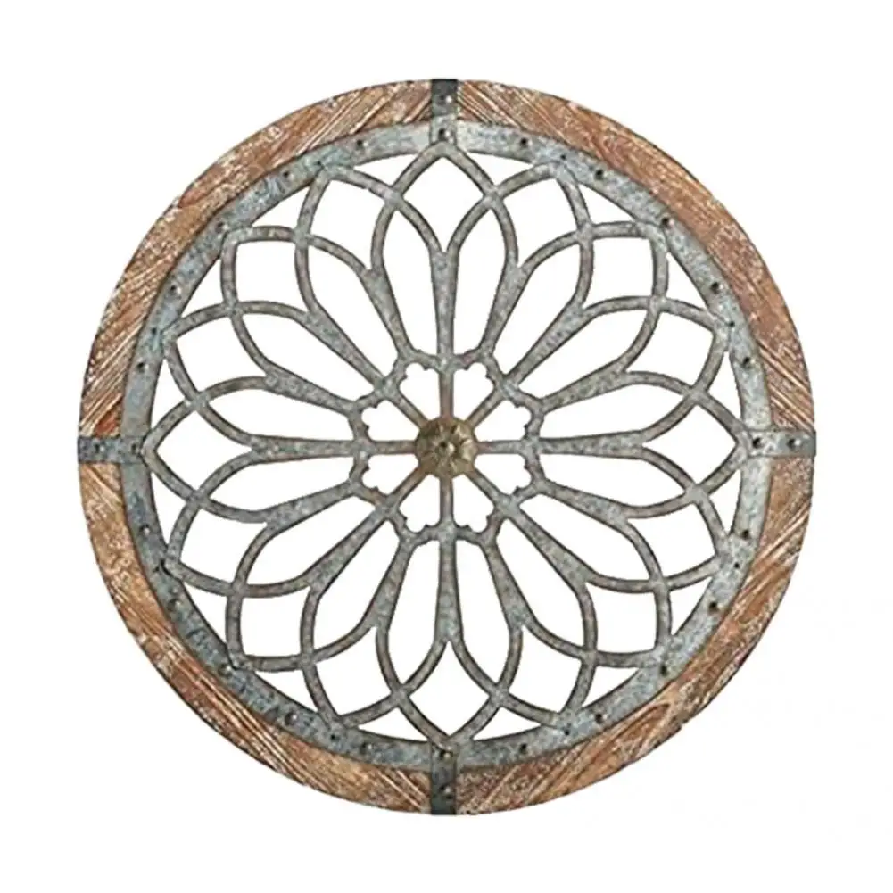 

Rustic Modern Lightweight Grid Round Wall Decoration Pendant Wood Geometry Wall Art Round for Home