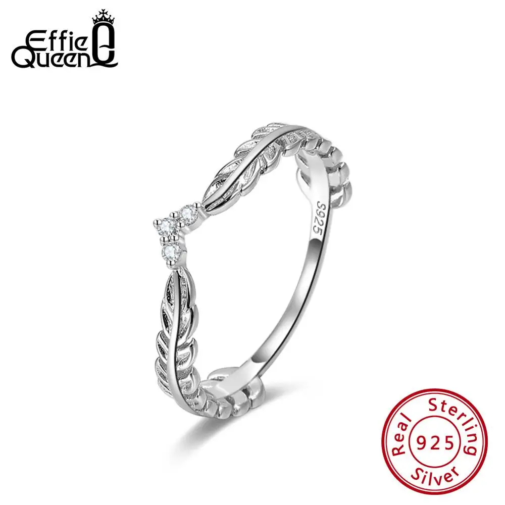 Effie Queen 925 пробы Silver листья оливковой ветви Vintage сверкающий кубический цирконий S925