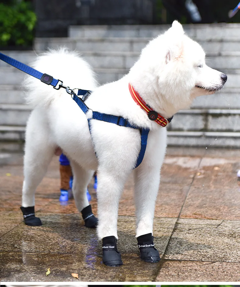 

4pcs S/M/L Pet Dog Rain Shoes Anti Slip Waterproof Pet Dog Cat Rain Shoes 7 Colors Rubber Boots for Four Seasons