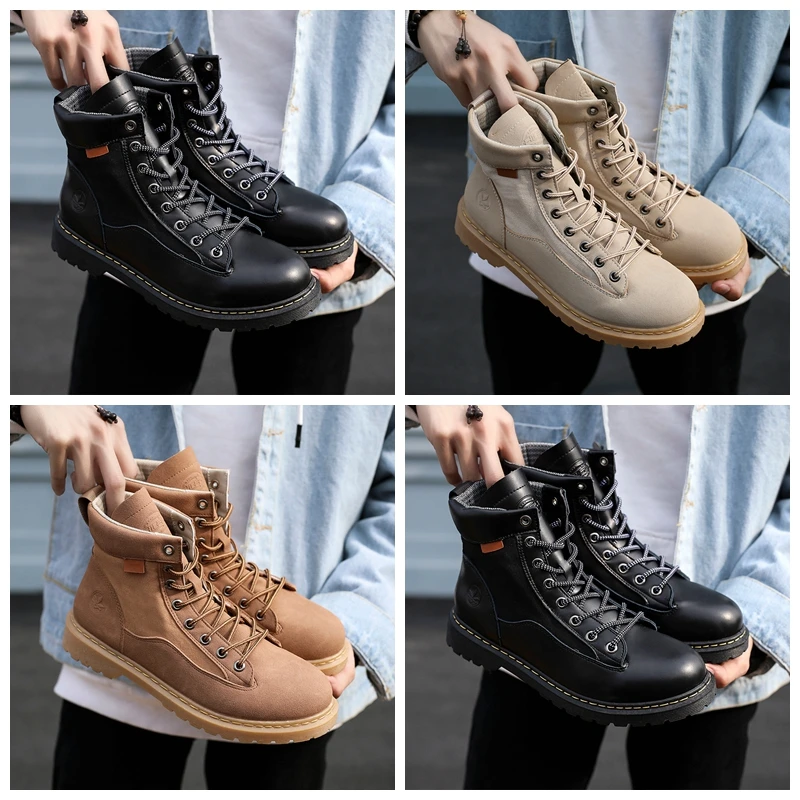 Мужские высокие кожаные ботинки водонепроницаемые военные тактические для