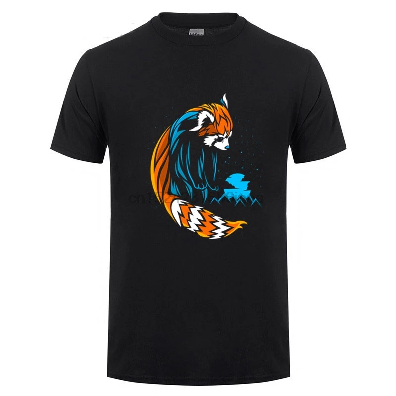 Мужская футболка с длинным хвостом и изображением Красной панды в этническом