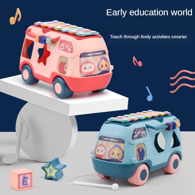 

Children's Multi-function Pat Drum Baby Knock On Piano Toy Puzzle Early Education Bus Light Music Toys For Boys And Girls