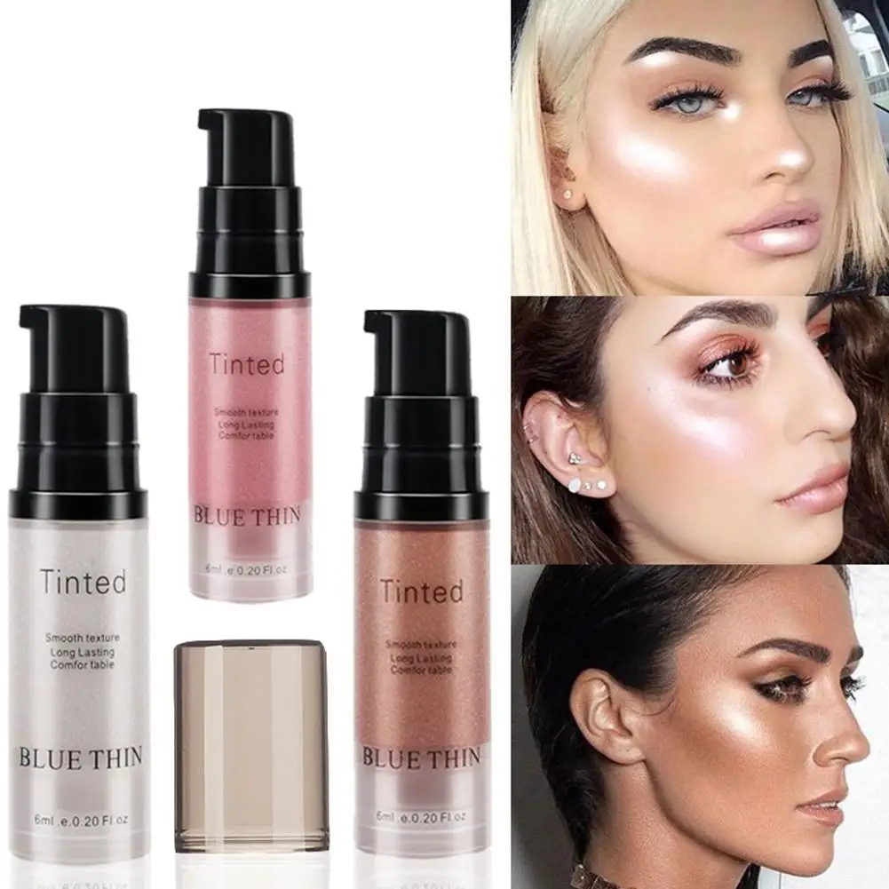 Blue Thin Face Highlighter Cream Liquid Illuminator Makeup Shimmer Glow Kit Make Up Facial Brighten Shine Brand Cosmetic |