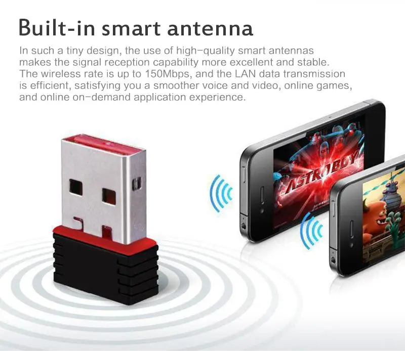 Беспроводной сетевой адаптер 150 Мбит/с USB Wi-Fi для Windows MAC Linux 802.11n - купить по