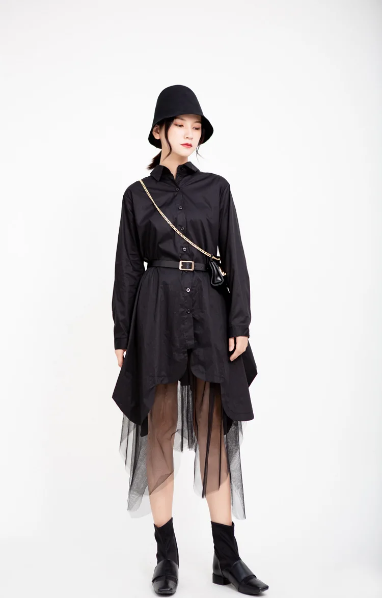 

Оригинальный дизайн, женское платье, лето 2020, новое женское платье-рубашка оверсайз из сетчатой ткани