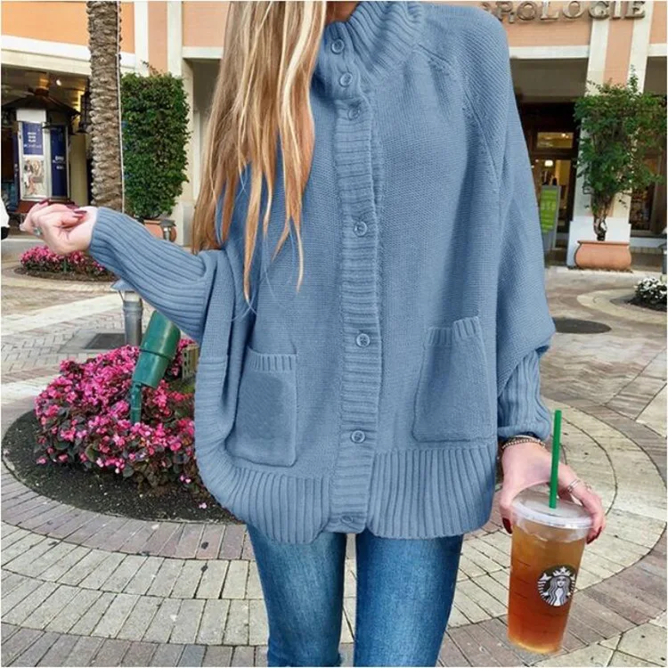 

AIUJXK Oversize Cardigans Women Autumn Winter 2019 Loose Plus Size Knitted Sweaters Womens Batwing Sleeve Casual Pink Clothes