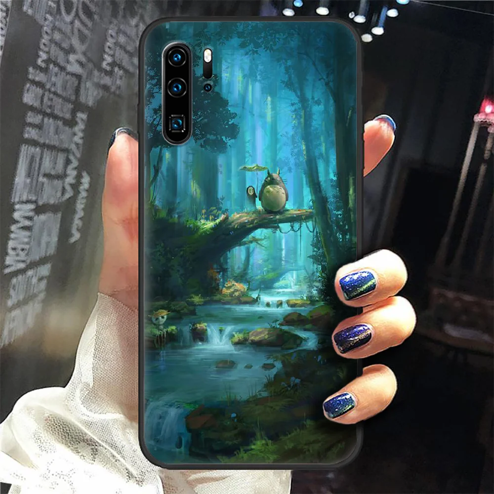 

Tonari no Totoro Miyazaki Hayao Phone Case Cover Hull For Huawei P8 P9 P10 P20 P30 P40 Lite Pro Plus smart Z 2019 black shell