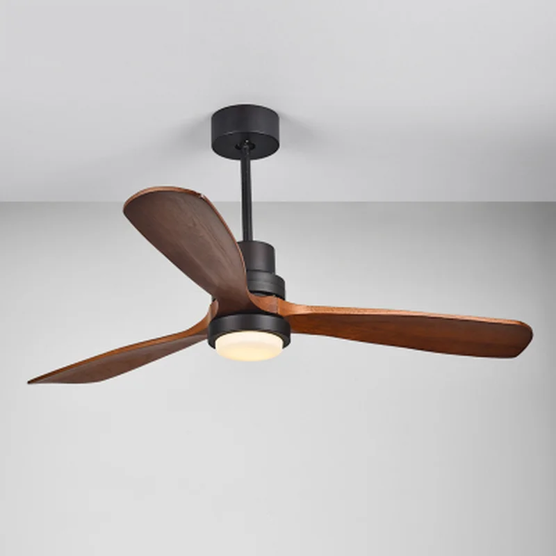 Современный ретро потолочный вентилятор с деревянными лезвиями и дистанционным