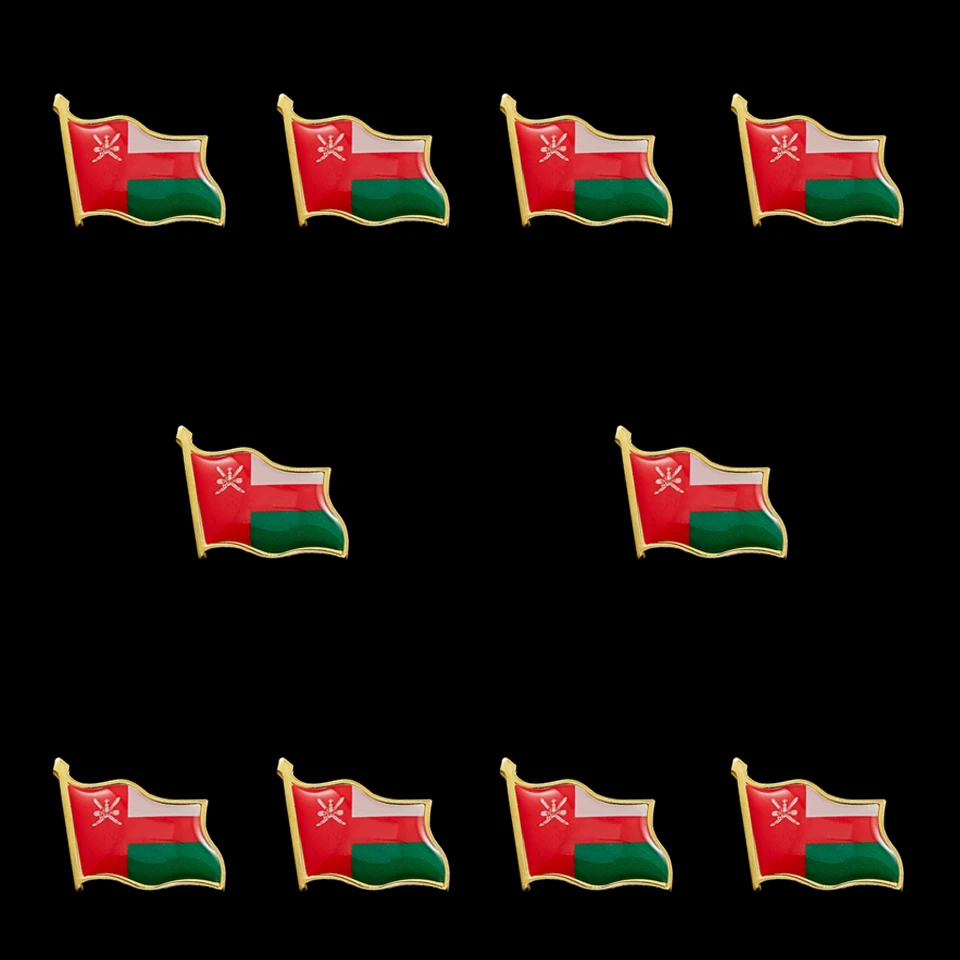 

Pack of 10PCS Oman Men's Suit National Flag Lapel Gold Plated Pins Badge Brooches Patriotic Muslim