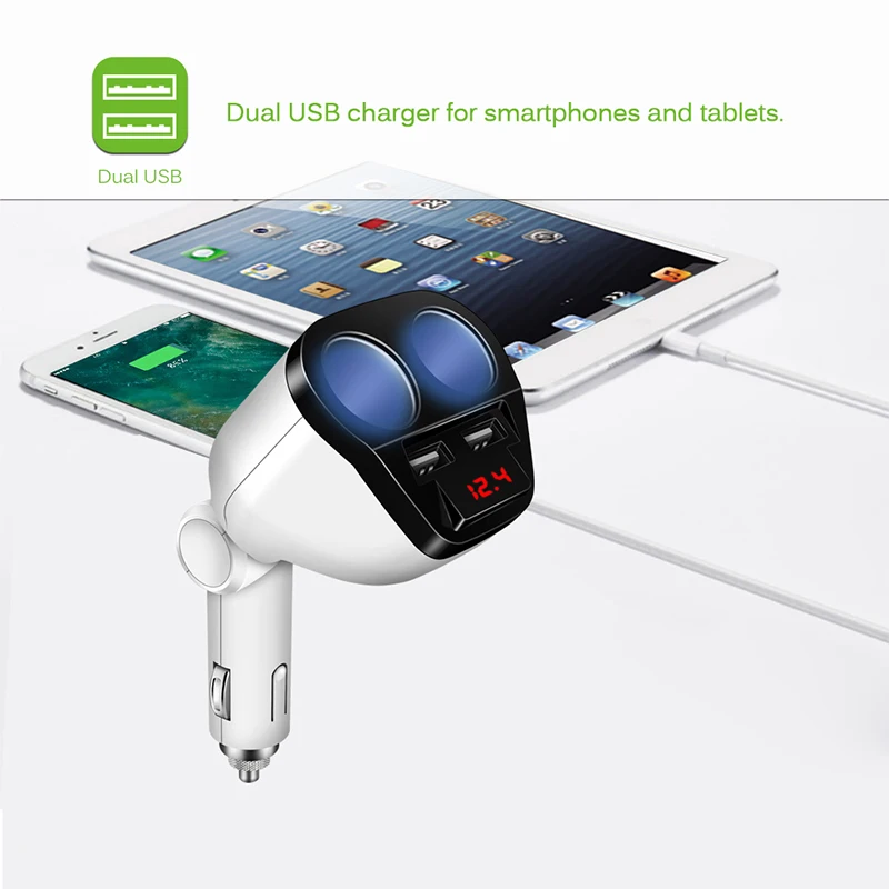 Разветвитель автомобильный портативный с двумя USB портами 120 Вт 12 24 В|Адаптер