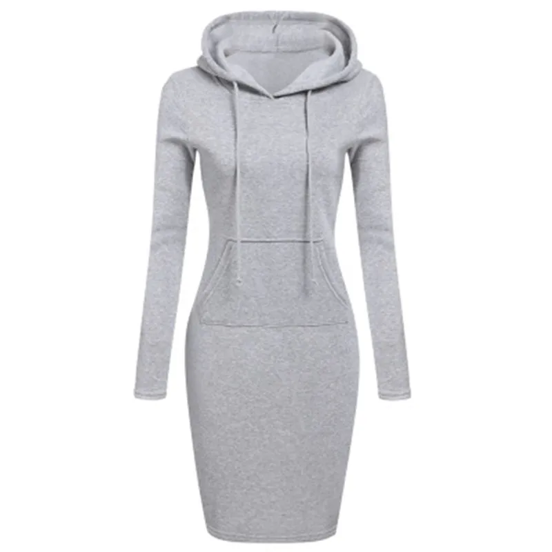 

Jysscude Spring/Summer Women Dress Solid Color Hooded Long-sleeved Dresses for Women 2021