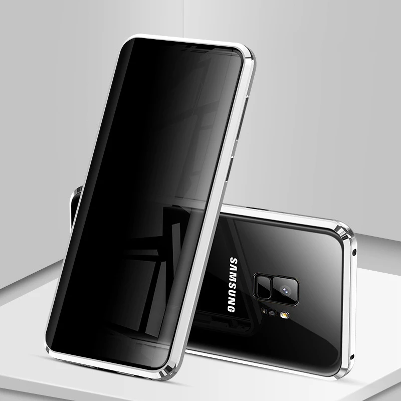 Для samsung Galaxy S9 S8 Plus Note9 чехол магнитное защитное закаленное стекло анти шпион 360