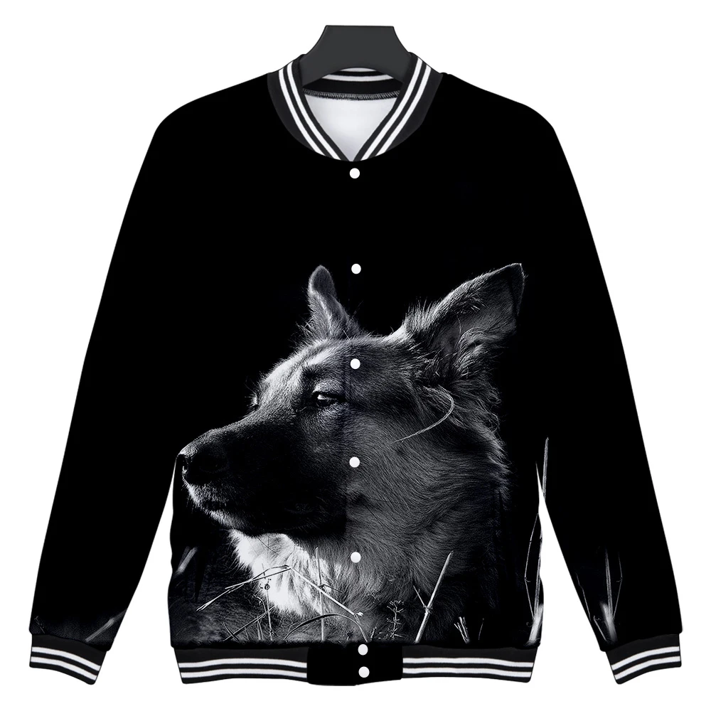 3D куртка немецкая овчарка бейсбольная для мужчин/женщин Осень/Зима Повседневная