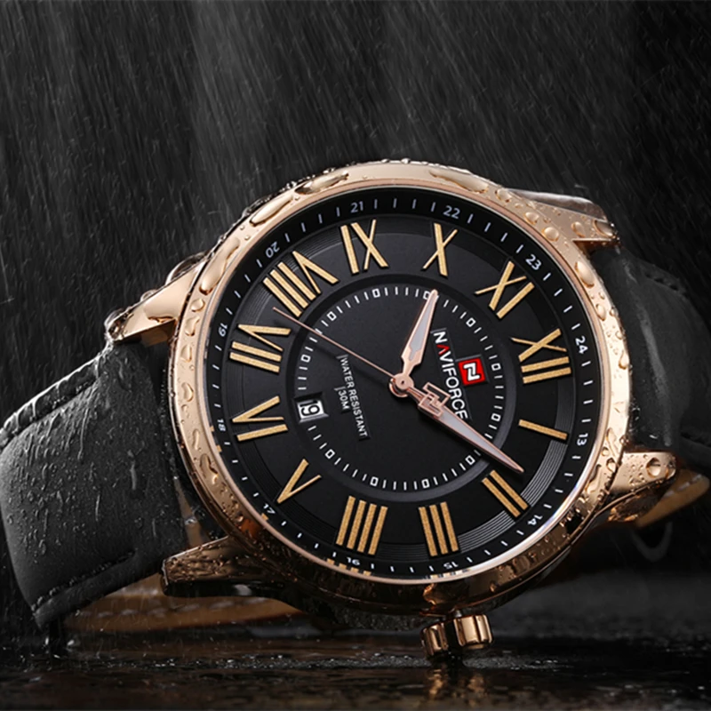 NAVIFORCE Брендовые мужские часы модные бизнес аналоговые кварцевые кожаные