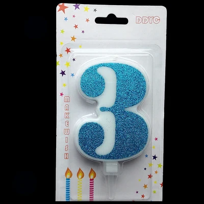 1 шт.,, голубые свечи с цифрами на день рождения, 1, 2, 3, 4, 5, 6, 7, 8, 9, 0, детские свечи на день рождения для торта, вечерние украшения, свечи - Цвет: 3