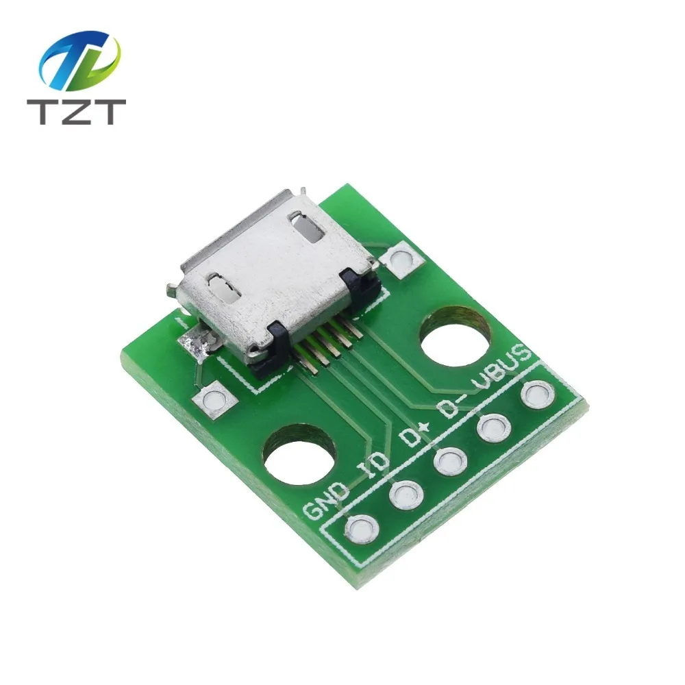 TZT MINI MICRO USB Для DIP адаптера/USB разъем 2,54 мм 5pin Женский Разъем b Тип USB2.0 Женский PCB конвертер USB-01