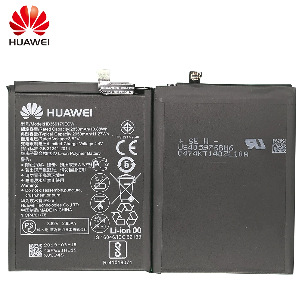 

Original Replacement Battery HB366179ECW For Huawei Nova 2 CAZ-AL10 CAZ-TL00 Authentic Phone Battery 2950mAh