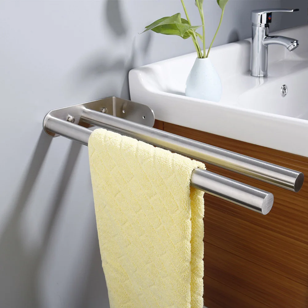 

Towel Rail 304 Stainless Steel Towel Rack Bathrobe Coat Hand Towel Holder for Kitchen Bathroom Laundry Room Cloakroom