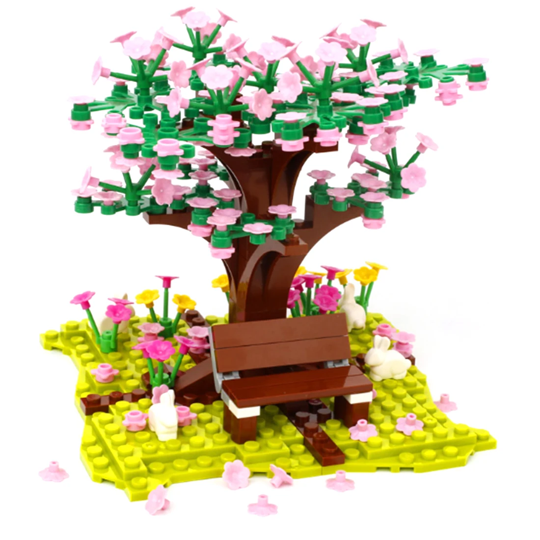 

200+Pcs DIY City Cherry Blossom Tree Sakura Plants Flowers Building Blocks Set Educational Bricks Kids Toys Hot Sale - Red