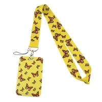 lx551 monarch butterfly fashion lanyards id badge holder for student card cover business card with lanyard