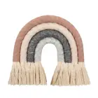 Тканевый Радужный гобелен ручной работы из разноцветные орнаменты хлопка, украшение для детской комнаты, настенное украшение с кисточками