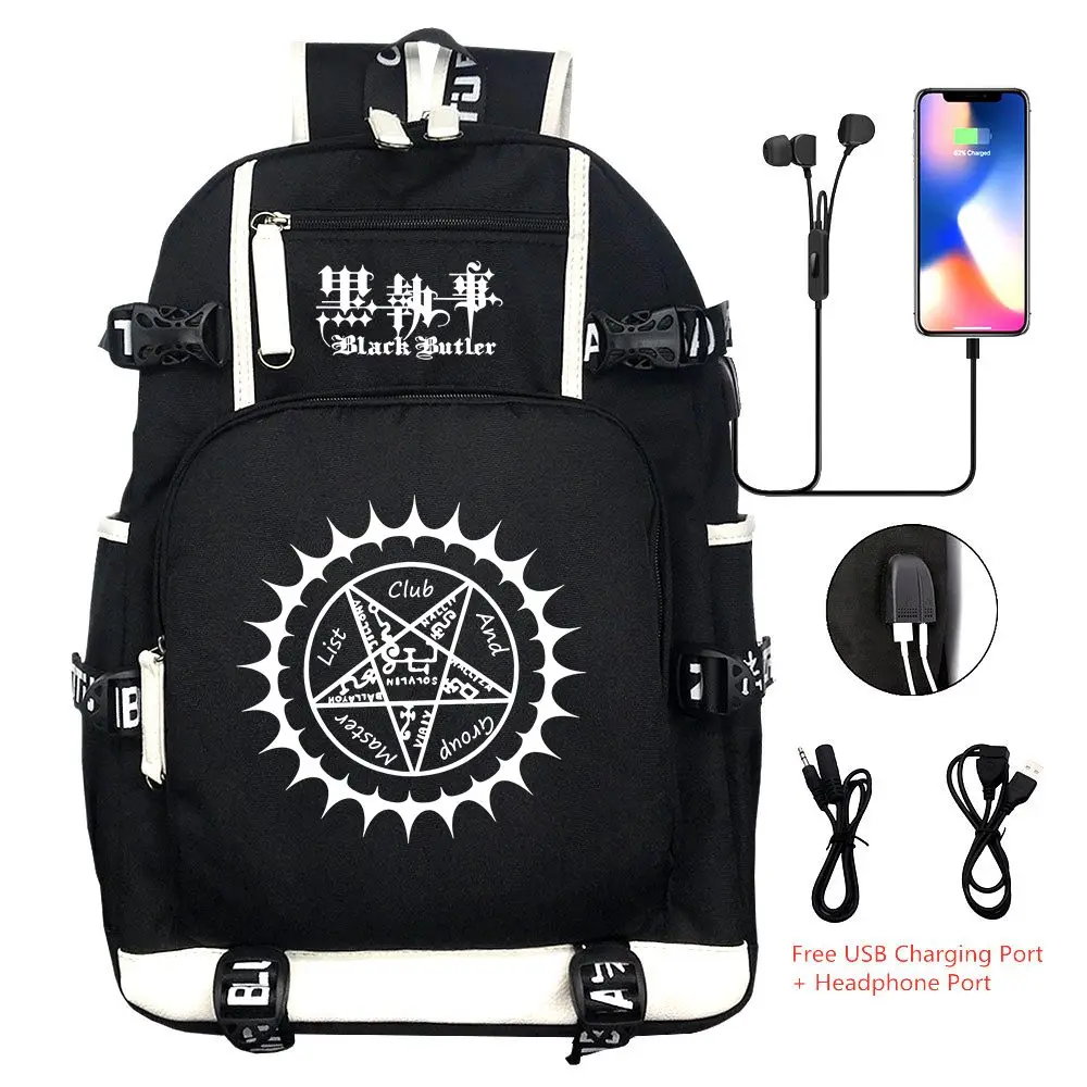 

Anime Black Butler kuroshitsuji Backpack Print Cosplay Travel Shoulder Laptop Bags Cartoon Teens Kids SchoolBags Student Bookbag