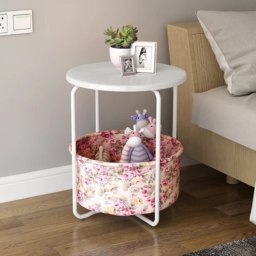 H 2 layer Simple sofa side table corner several multifunctional coffee table bedroom bed table shelf home small round table side table - Цвет: H 2 layer