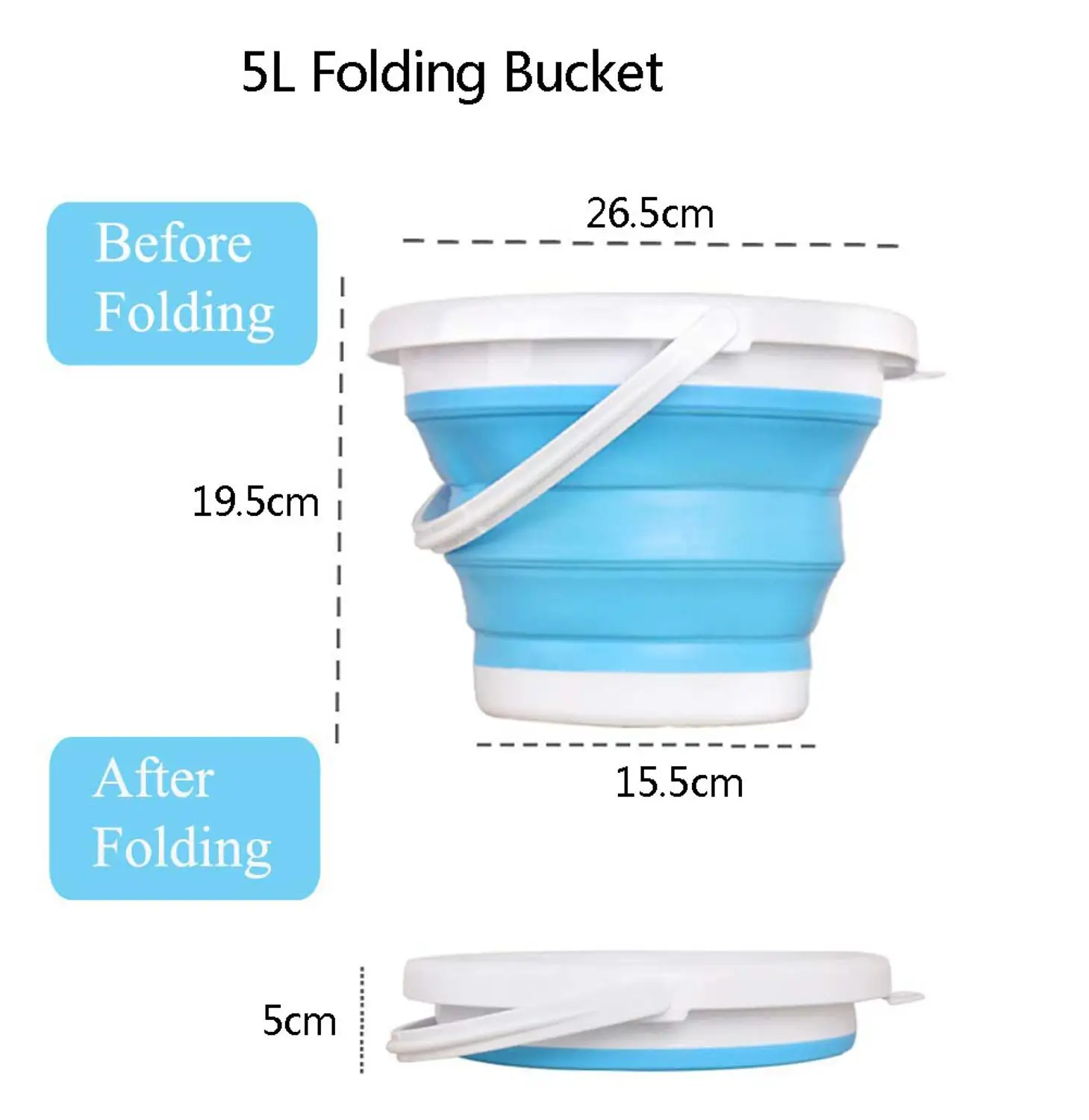 Портативное 5L ведро для рыбалки продвижение складное мытья автомобиля кемпинга