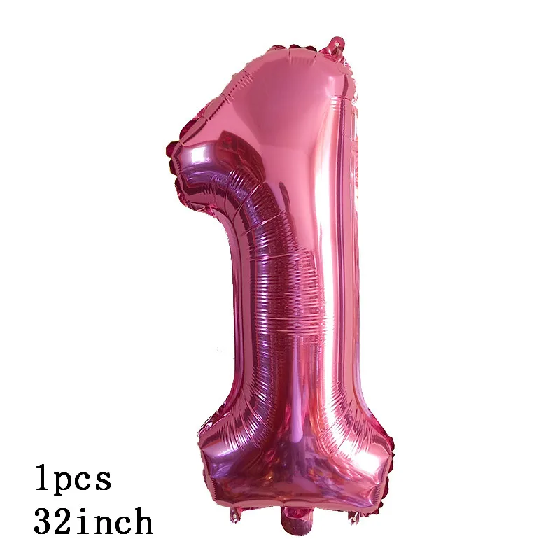 Pink 32inch 15 шт детский душ мальчик девочка латексные шары набор конфетти мой первый день рождения украшения Дети С Днем Рождения шар 1 год - Цвет: Pink 32inch