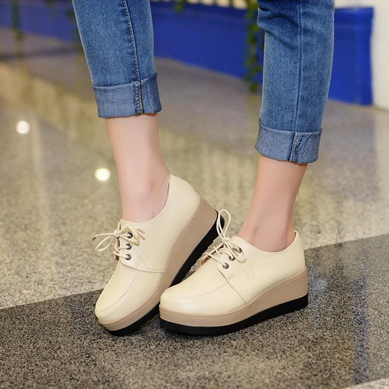 

Wedge Sneakers Womens Leather Shoes Fashion Platform Sport Shoes Women Comfy Plus Size Casual Chunky Shoes for Ladies Female