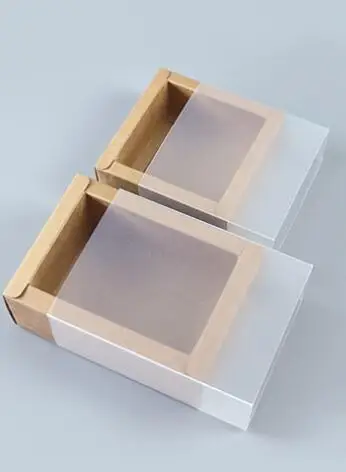 10 шт. крафт-бумага упаковочная коробка с прозрачным ПВХ-окном черный деликатный