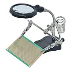 Увеличительное стекло со светодиодный светильник кой, лупа с дополнительным зажимом 3,5x, лупа для рабочего стола, третья рука, инструмент для ремонта и пайки