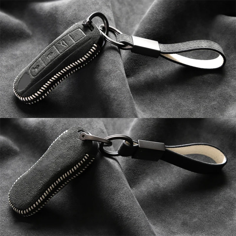 Замшевый Кожаный Автомобильный смарт-чехол для ключей с дистанционным