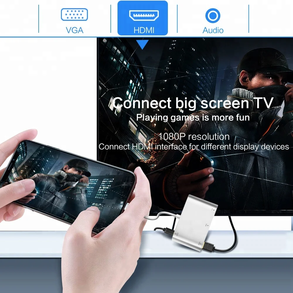 Кабель адаптер lightning/hdmi для цифрового ТВ конвертер vga ipad iphone X 8 ipad|Переходники и