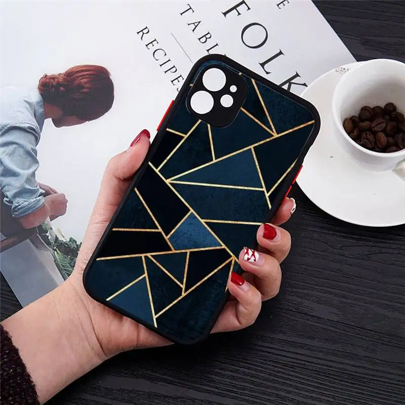 

Geometric Marble Texture art pattern Phone Case matte transparent For iphone 7 8 11 12 plus mini x xs xr pro max cover