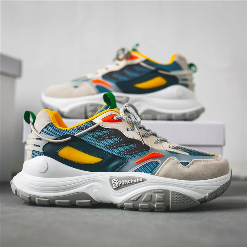 

Dad Shoes 2021 Spring New Color Matching Thick Sole Increased Wear-Resistant Men's Shoes Sports Casual Flat Shoes