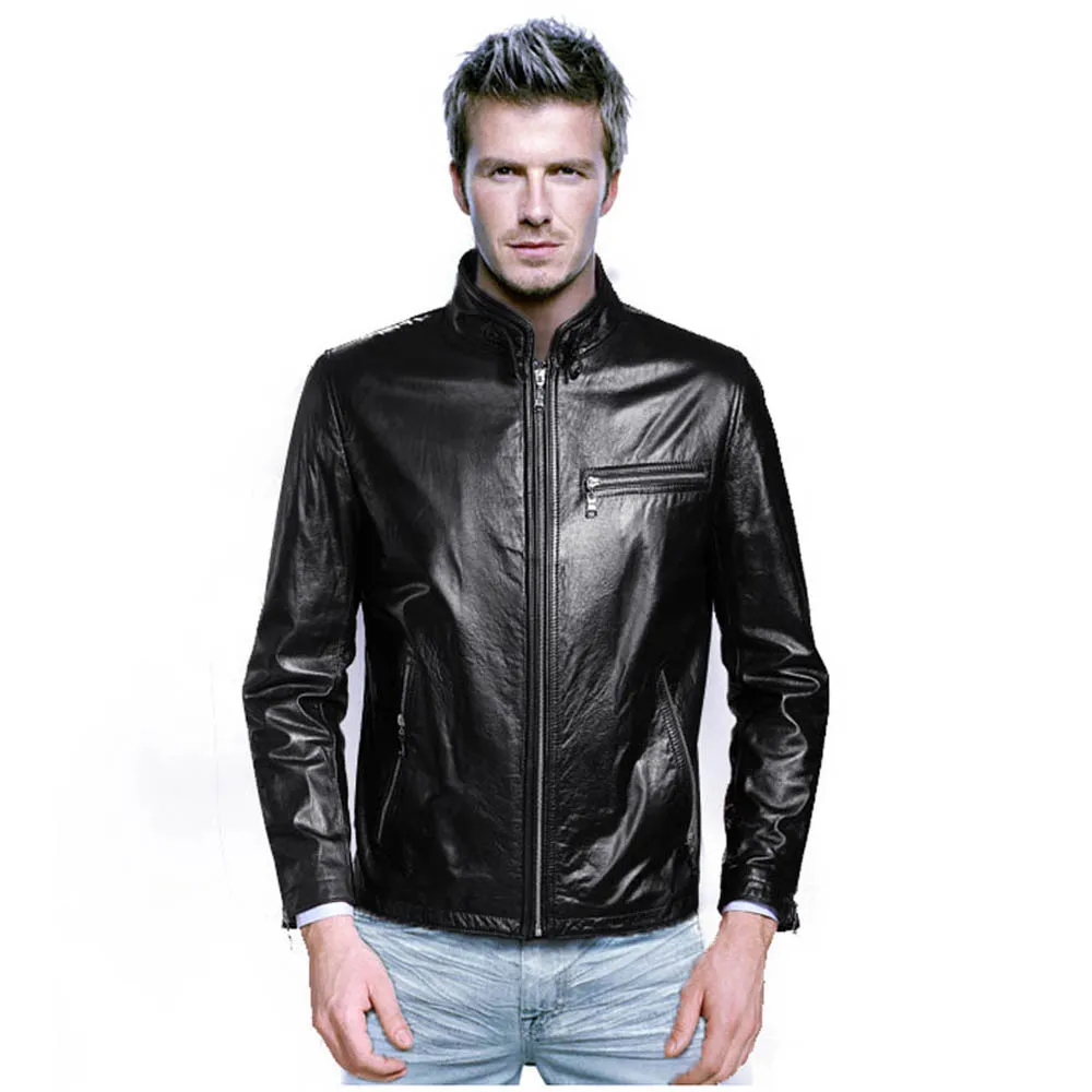 Модная мужская кожаная одежда из овечьей кожи повседневная Кожаная