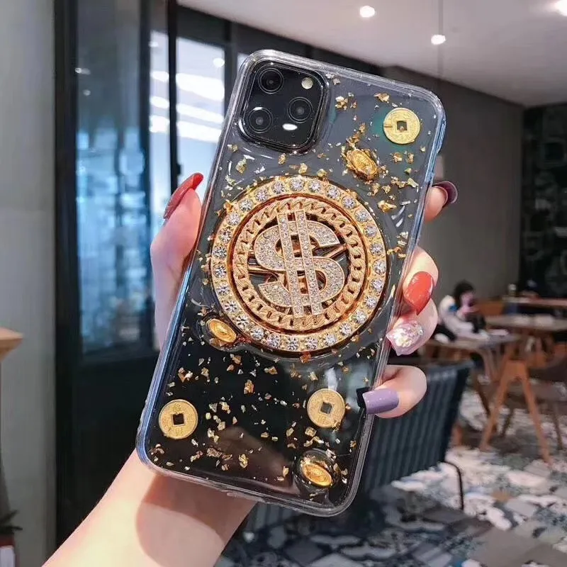 

2021 new decompression rotating dollar phone case silicone coin for iPhone 7 8 SE PLUS X XS MAX XR 11 12 PRO MINI 6 6S