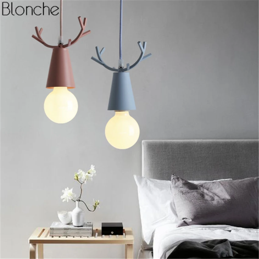 Скандинавский олень подвесной светильник s Рождественские рога Hanglamp E27 Led для