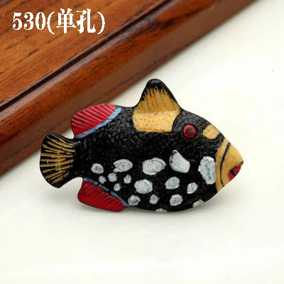 530 Black fish 1 шт. морская серия полимерные ручки тянет ручка ящика шкафа и ручка для домашнего оборудования дверные ручки для мебели морская Морская звезда - Цвет: 530 Black fish